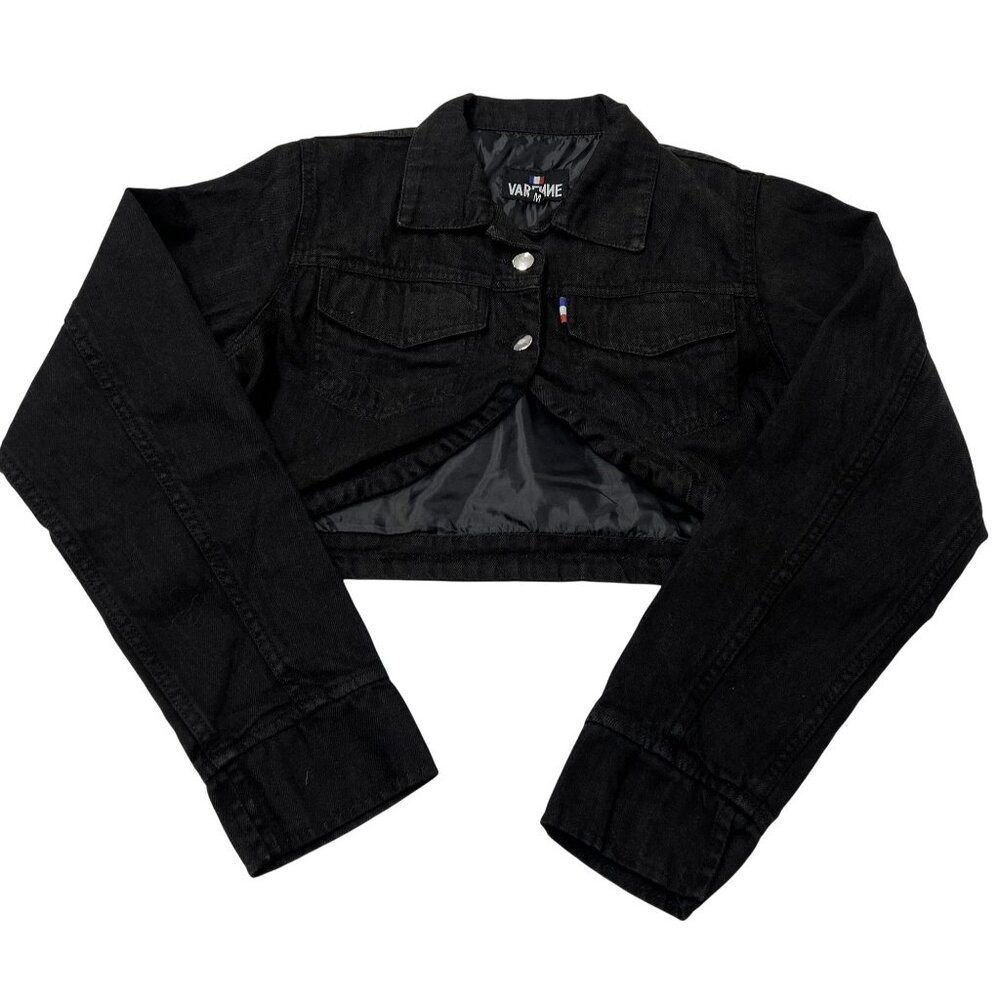 Varenne Cropped Denim Jacket in Black